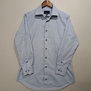 David Donahue Shirt Trim Fit L XL Blue Checked